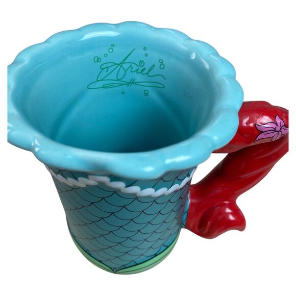 Disney Parks Ariel 3D Coffee Mug Red Hair Mermaid Signature Handle Cup - Picture 3 of 4